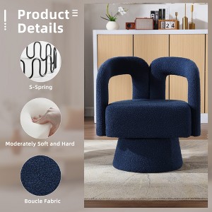 DOMETOUR COOLMORE Swivel Cuddle Barrel Accent Chair, Upholstered Fluffy Fabric, for Living Room, Bedroom, Office, Waiting Room (Navy Boucle) - 1 of 4