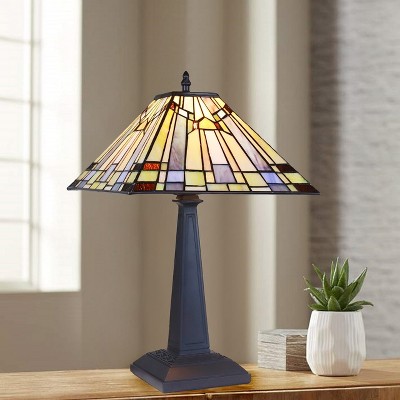 Kinsey 12" Blackish Bronze Stained Glass Mission-Style Table Lamp