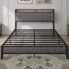 Queen Size Bed Frame With Charging Station USB Ports Upholstered Headboard Storage Space Heavy Duty Metal Slats Platform Bed Easy Assembly - 3 of 4
