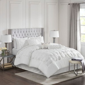Sapphtopaz 7 Piece Comforter Set Elegant Bedding Comforter Sets Solid Color Reversible Tufted Bedding Set with Throw Pillows - 1 of 4