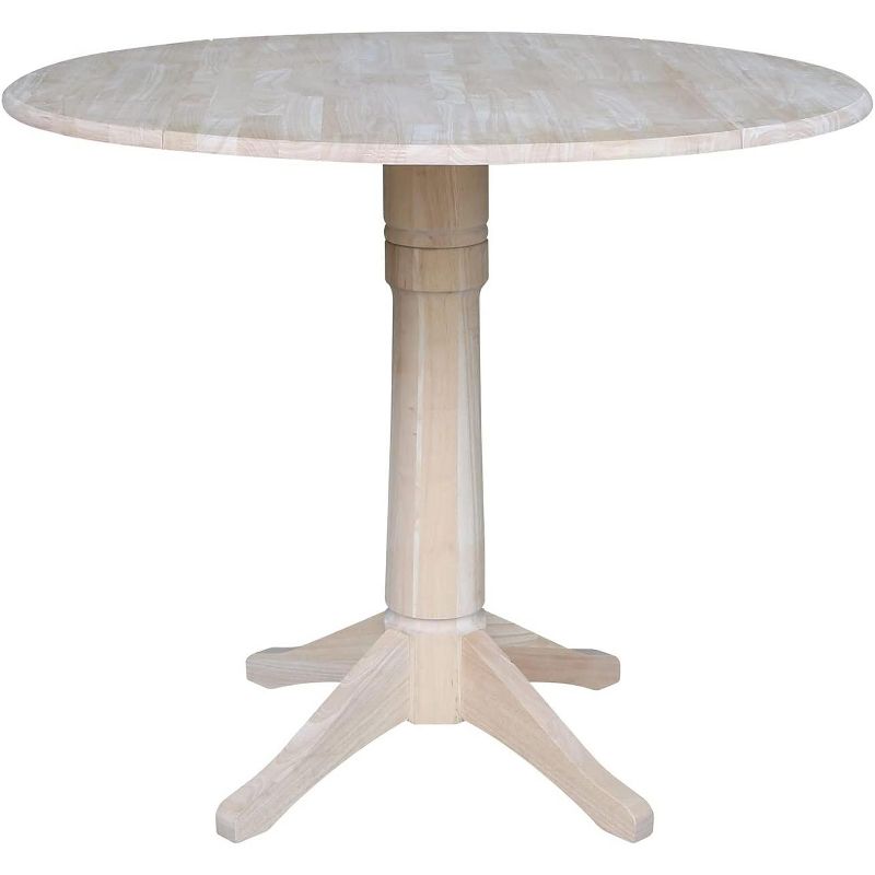 International Concepts 42 inches Round Dual Drop Leaf Pedestal Table - 36.3 inchesH, Unfinished, 1 of 2