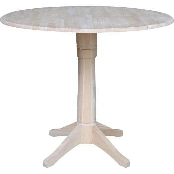 International Concepts 42 inches Round Dual Drop Leaf Pedestal Table - 36.3 inchesH, Unfinished