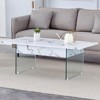 FONTOI Multifunctional Lift Top Coffee Tables with Marble Pattern&Glass Legs&Non-Slip Feet for Living Room Bedroom Office, White , 23.6"*16.3"*43.4" - 4 of 4