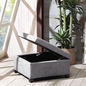 CAVINAS 29.5" Square Tufted Storage Ottoman Bench,Footstool with Soft-Close Lid and Hidden Compartment,Storage Bench for Living Room,Bedroom - 1 of 4