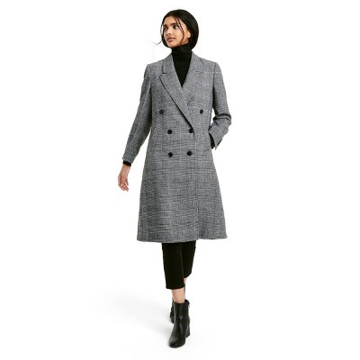 Women's Plaid Double Breasted Overcoat- Nili Lotan x Target Gray XXS