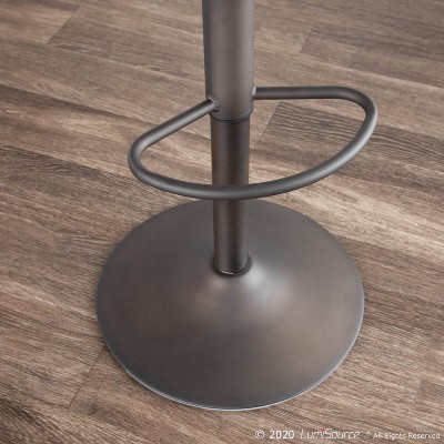 Industrial Adjustable Swivel Bar Stools in Brown Faux Leather
