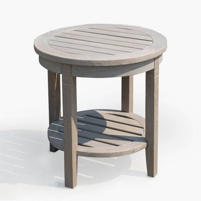 Sherwood Teak Patio Side Table - Weathered Gray - Cambridge Casual