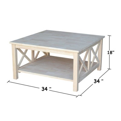 Hampton 41" Natural Wood Square Coffee Table with Storage