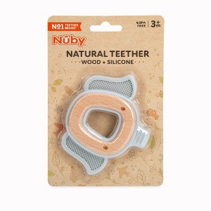 Nuby Silicone and Wood Animal Teether - Elephant - 1 of 2