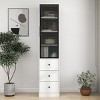 INFURNIC Decorative Storage Cabinets Elegant White Storage Cabinet with 3 Drawers and Glass Doors for Living Room, White, 15.75"*15.75"*70.87" - 3 of 4