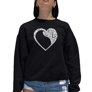 LA Pop Art Dog Heart - Women's Word Art Crewneck Sweatshirt - 1 of 4