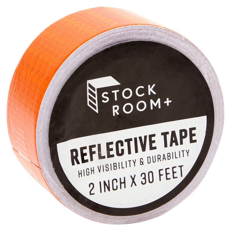 Stockroom Plus Reflective Tape - Neon Orange Outdoor Reflector Safety Roll for Trailers, Warning, Signs, Stairs, Bikes (2 In x 30 FT), 1 of 9