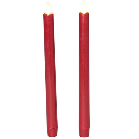 Flameless Led Taper Wax Candles, Set Of 2, Red - Plow & Hearth : Target