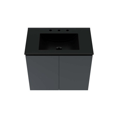 Bryn 30" Gray and Black Wall-Mount Bathroom Vanity