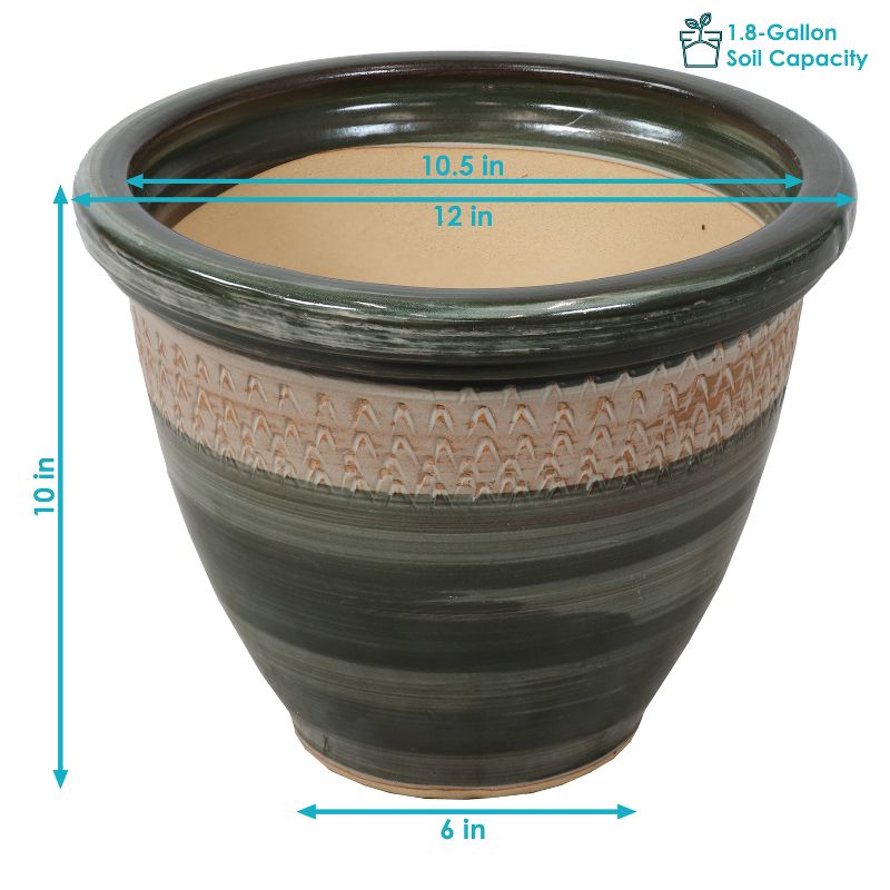 Sunnydaze Indoor/Outdoor Purlieu Decorative Glazed Ceramic Planters for Greenery or Flowers - 12", 4 of 13