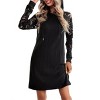 Coolmee Womens Hoodie Sweater Dresses Fall Winter Casual Lace Long Sleeve Drawstring Pullover Tunic Mini Dress - 2 of 4