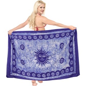 LA LEELA Women's Swimwear Sarong Wrap Cover up Wraps One Size Sun Blue - 1 of 4