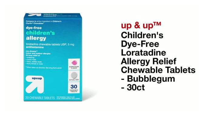 Children&#39;s Dye-Free Loratadine Allergy Relief Chewable Tablets - Bubblegum - 30ct - up &#38; up&#8482;, 2 of 5, play video