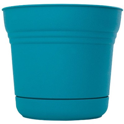 Bloem Saturn 8.5 in. H X 10 in. D Plastic Planter Bermuda Teal