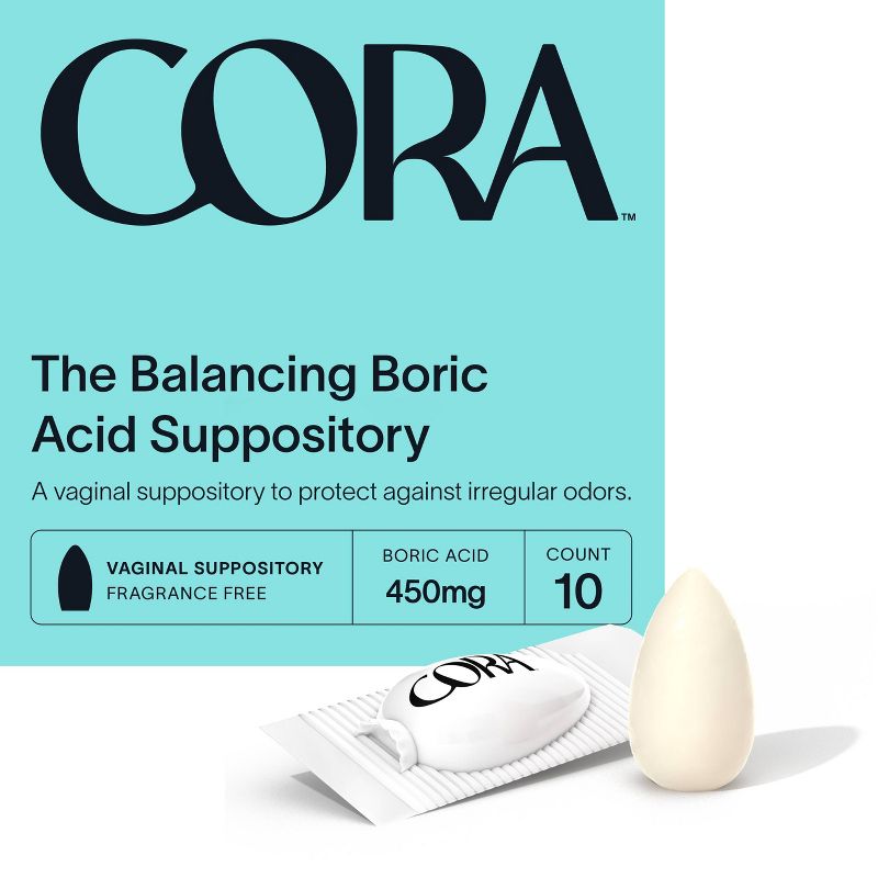 Cora Balancing Boric Acid Suppositories - 10ct, 1 of 4