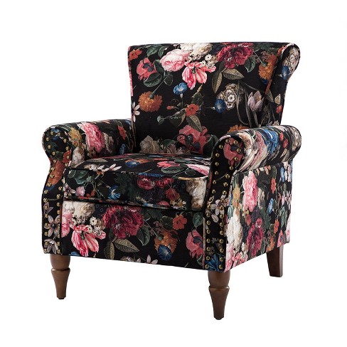 Black on sale floral chair