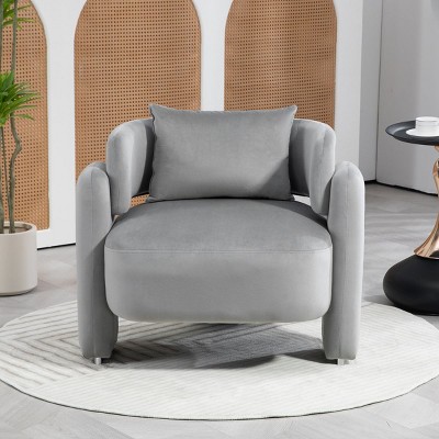 Modern Velvet Upholstered Dining Room Lounge Chair,Single Sofa with Pillow,Bedroom Office lounge chair,Living Room Kitchen Chairs-Cuddlewood