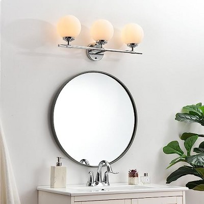 Brass and Frosted Glass 3-Light Dimmable Bath Sconce