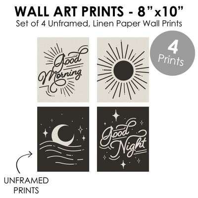 Good Morning Good Night Linen Paper Wall Art Set
