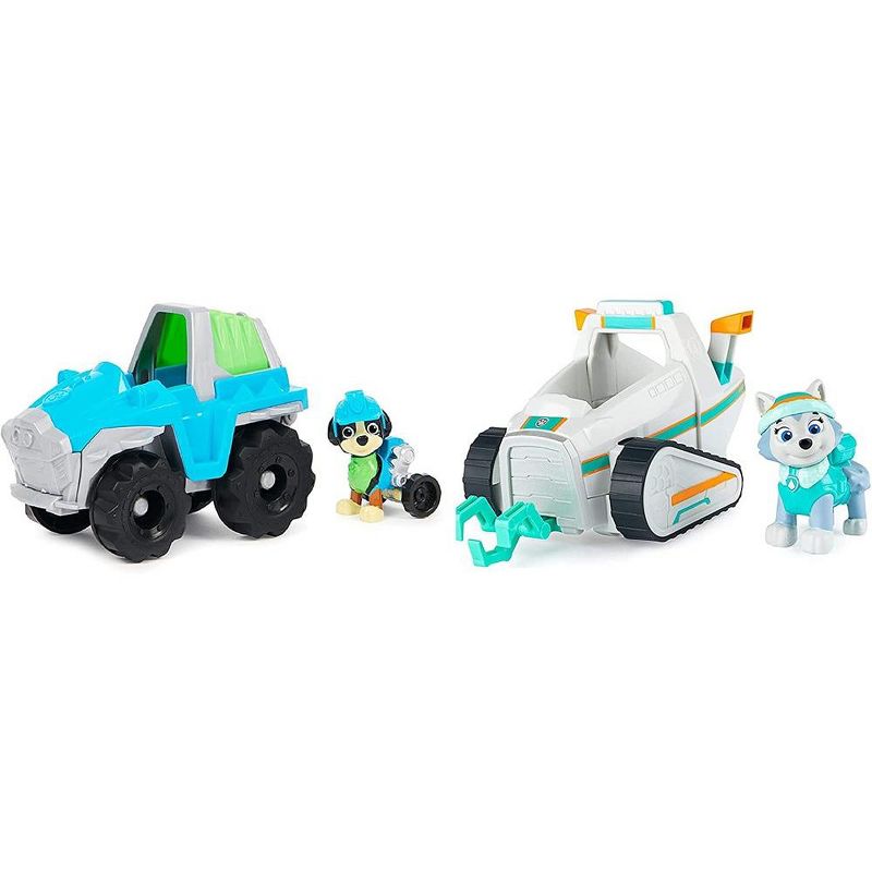 Paw Patrol Everest’s Snow Plow & Paw Patrol, Rex’s Dinosaur Rescue Vehicle with Collectible Action Figure Bundle, 1 of 4