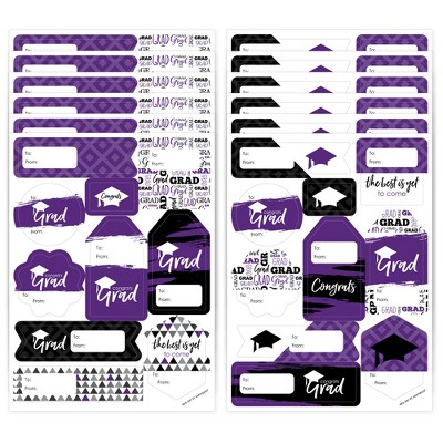 Big Dot of Happiness Purple Grad Best is Yet to Come Assorted Purple Graduation Party Gift Tag Labels To and From Stickers 12 Sheets 120 Stickers