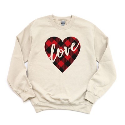 SAGE + FIG Heart Printed Contrast Long Sleeve Sweatshirt