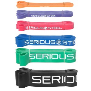 Serious Steel Fitness 41 Inch Resistance Band, Complete Set, 6 Piece Set - 1 of 3