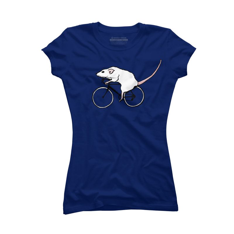 Junior's Design By Humans Cycling Rat By TeaandInk T-Shirt, 1 of 4