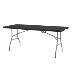 Plastic Development Group Durable 6 Foot Folding Multipurpose Banquet Table with Secure Base for Indoor and Outdoor Events, Black