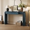Solid Wood + MDF Entryway Console Table with Oval Top, Fluted Legs, 2 Storage Drawers and Natural Wood Grain Veneer - 3 of 4