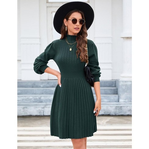 Whizmax Women s Elegant Turtleneck Sweater Dress Long Sleeve Knit Tunic Mini Dress A Line Pullover Dress Target