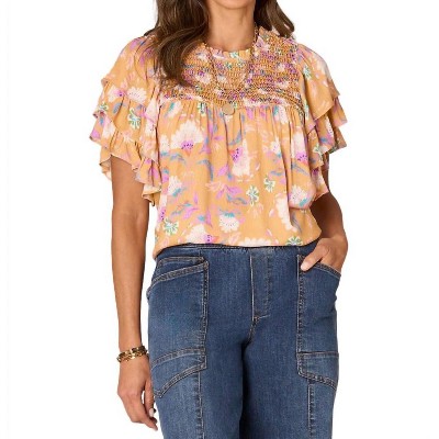 Women's Floral Ruffle Top - Democracy