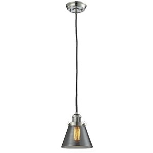 Cone - 1 Light Cord Hung Mini Pendant In Industrial Style-8 Inches Tall and 6 Inches Wide - 1 of 1