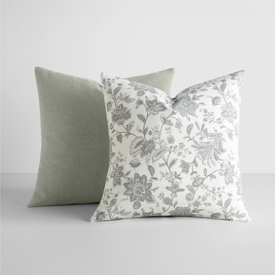 2-pack Cotton Slub Navy Distressed Floral Throw Pillows And Pillow Inserts  Set - Becky Cameron, Distressed Floral Navy : Target