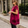 Amaryllis Women's Velvet Tunic with Asymmetrical Hem Round Neck Short Sleeves Loose Fit Side Pockets Comfortable - 2 of 4