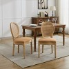 French Country Rattan Back Upholstered Dining Chairs Set of 2,Solid Wood Side Chairs with Linen Seat,Antique Finish–Maison Boucle - 2 of 4