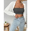 Womens Bolero Cropped Crochet Shrug Sweater Knit Cardigans with Lantern Sleeve Drop Shoulder Knit Bolero Sweater - 4 of 4