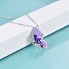 Sterling Silver and Purple Butterfly Necklace with Crystals - 2 of 4