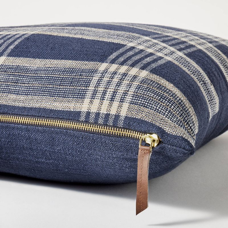 Woven Plaid Square Throw Pillow with Zipper Pull Navy Blue - Threshold&#8482; designed with Studio McGee, 4 of 5