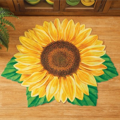 Handmade Multicolor Sunflower-Shaped Non-slip Synthetic Accent Rug