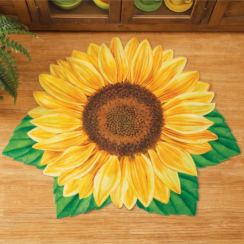 Collections Etc Unique Sunflower-Shaped Skid-Resistant Accent Rug 2X3 FT, 2 of 4