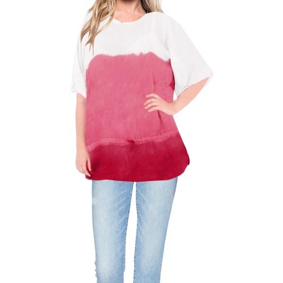 LA LEELA Women's Summer Vacation Beachwear Oversized Swim Suit Loose Holiday Bathing Suit Cover Ups for Women 1X-2X Pink, Tie Dye Design