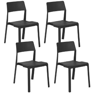 VECELO Plastic Stackable Dining Chairs Set of 4, Modern Kitchen Chairs with Wide Seat & Curved Back for Indoor or Outdoor, No Assembly - 1 of 4