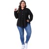 Agnes Orinda Women's Plus Size Corduroy Long Sleeve Pockets Peplum Button Down Shirts - 3 of 4