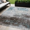 Teal Blue And Brown Geometric Washable Indoor Outdoor Area Rug - 2 of 4